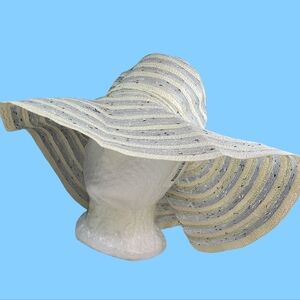 Sun Hat Stripped Wide Brimmed Roll Up Travel OS